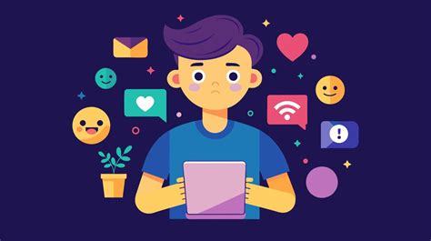 ilustración de una niña mirando su móvil con símbolos de redes sociales y 