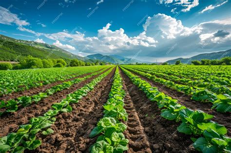 Campo de cultivo verde y exuberante bajo un cielo azul, simbolizando la fertilidad del suelo.