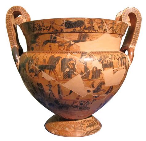 El Vaso François con detalles de la Gigantomaquia y caballos