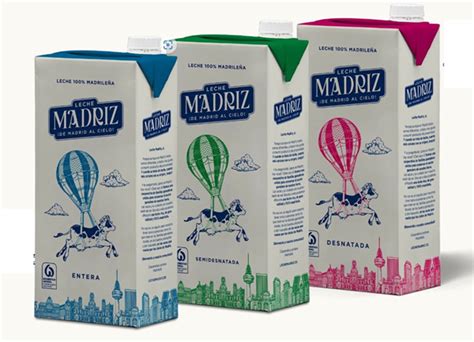 Ilustración de diferentes tipos de leche (entera, desnatada, semidesnatada) y su contenido calórico.