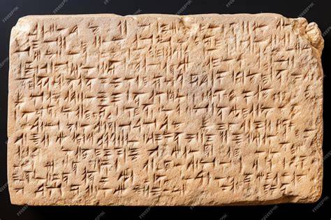 Caracteres cuneiformes sobre tableta sumeria en arcilla y caña