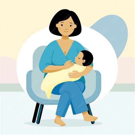 Ilustración de una madre cantando a su bebé con elementos indígenas