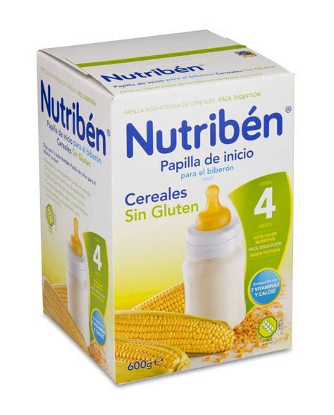 Envase de papilla Nutribén Inicio Biberón, tabla nutricional de cereales para bebés