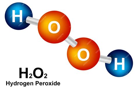 Esquema de la molécula de peróxido de hidrógeno (H2O2) mostrando el oxígeno adicional