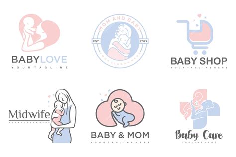 Diseño de logos de Mustela y Suavinex con iconos de bebé y familia
