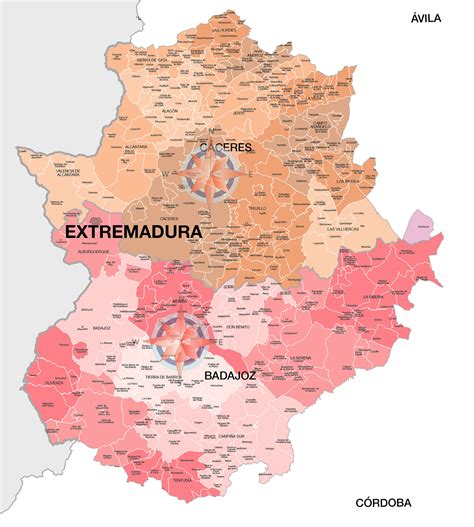 Mapa de Extremadura con la ubicación de las plantas fotovoltaicas de Enel Green Power España