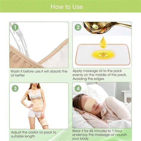 Ilustración de cómo colocar una compresa de aceite de ricino en el abdomen