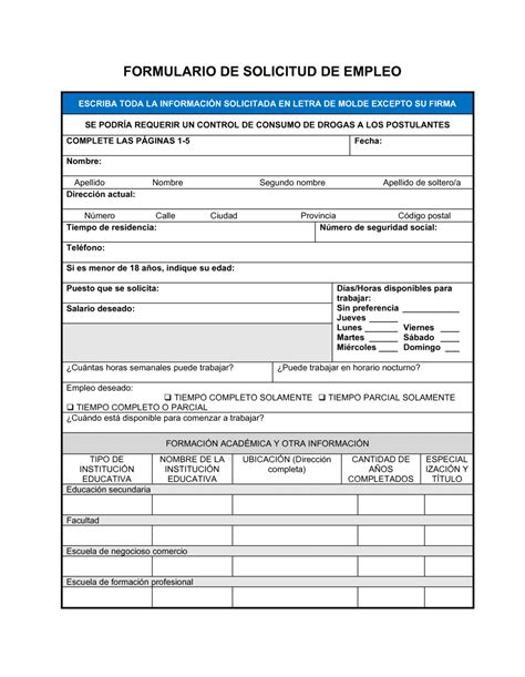Formulario de solicitud para procesos selectivos del SESCAM