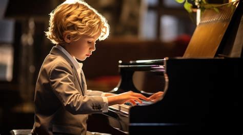 Niño tocando un piano Hape con luces