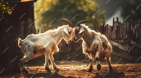 Dos machos cabríos peleando intensamente por la dominancia