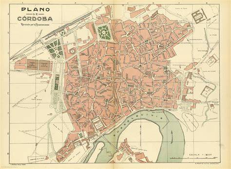 Plano antiguo de Córdoba mostrando la ubicación del Hospital de San Sebastián