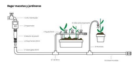 Esquema de un sistema de riego por goteo en cultivo de pitahaya
