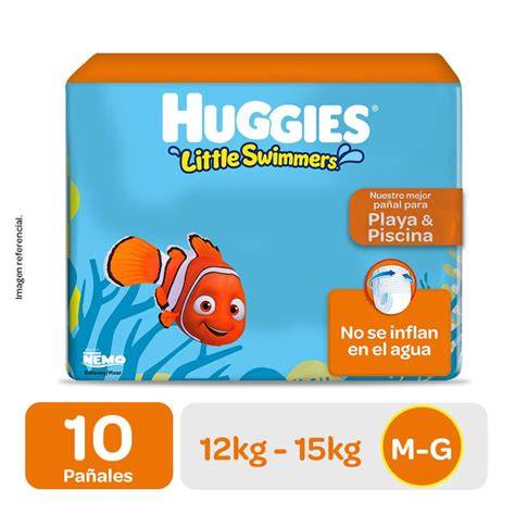 Bebé riendo en la piscina con un pañal de natación Huggies