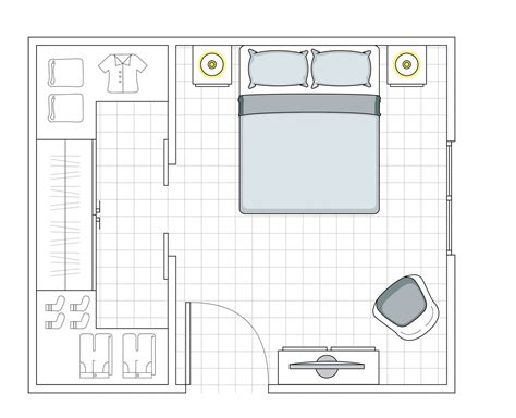 Distribución de una habitación estándar en la unidad de tocología con cama, cuna, sillón y armario.