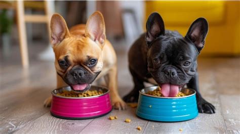Collage de fotos de cachorros felices comiendo su pienso.