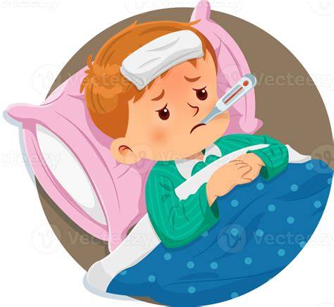 Ilustración de un bebé con termómetro, señalando cuándo buscar ayuda médica por fiebre.