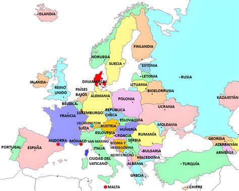 mapa de Europa resaltando los países con mayor