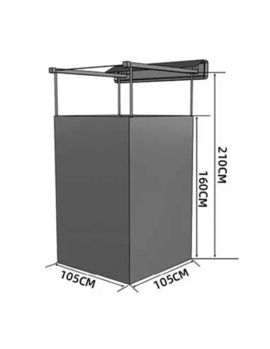 Esquema detallado del Toldo Cambiador BRAGUSCAMP 4x4 con sus dimensiones y características