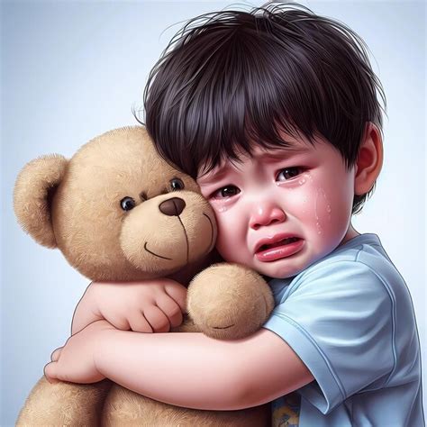 Niño pequeño abrazando un peluche en la cama antes de dormir