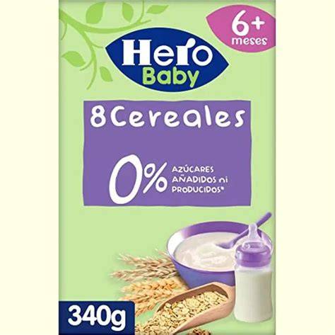 Variedad de envases de papillas Hero Baby de cereales