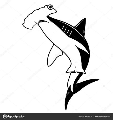 Ilustración de un tiburón martillo siendo limpiado por peces más pequeños en una estación de limpieza
