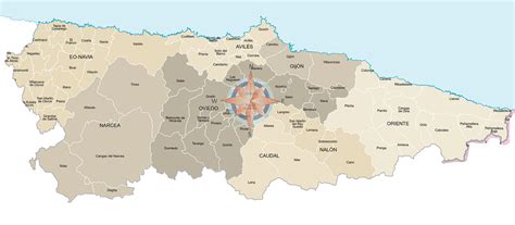Mapa de Asturias con la ubicación de los hospitales de referencia para atención neonatal.