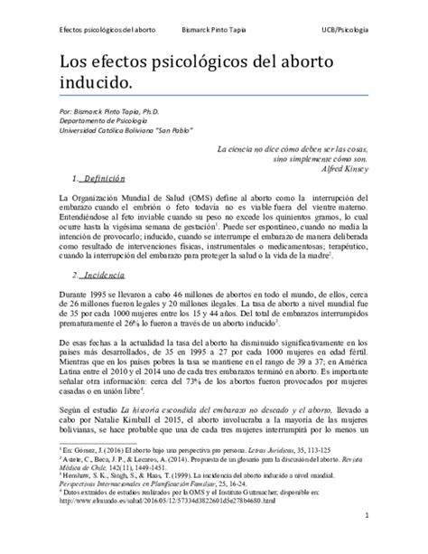 Gráfico comparativo de estudios sobre los efectos psicológicos del aborto.