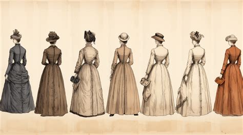 Ilustración detallada de la vestimenta de hombres y mujeres de la época.