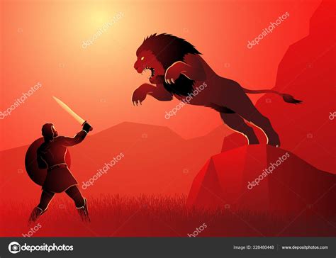 Pintura de David luchando contra el león o el gigante, simbolizando su adiestramiento