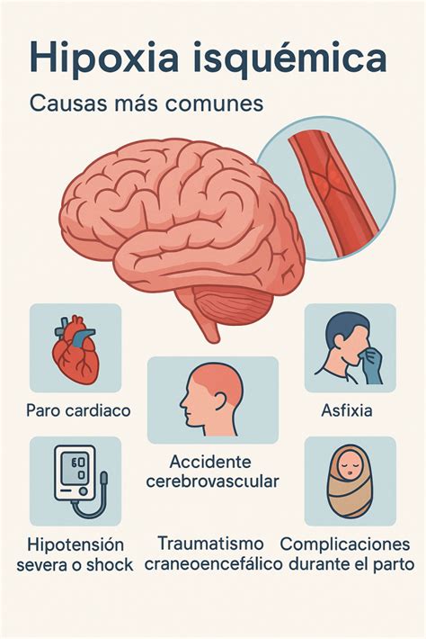 Diagrama que ilustra la cascada de eventos moleculares tras la hipoxia-isquemia cerebral y cómo la hipotermia interrumpe estos procesos.