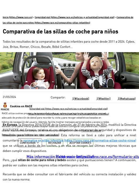 Infografía comparativa de características de seguridad de sillas de coche infantiles.