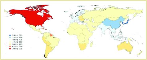 Mapa mundial mostrando la prevalencia de bajo peso al nacer por regiones.
