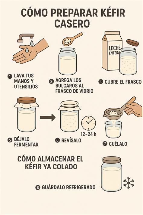 Foto de utensilios básicos para hacer kéfir casero: frasco de vidrio, colador de plástico, cuchara de madera, paño de tela.