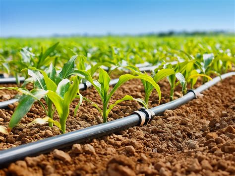 Campo cultivado con sistemas de riego y fertilización