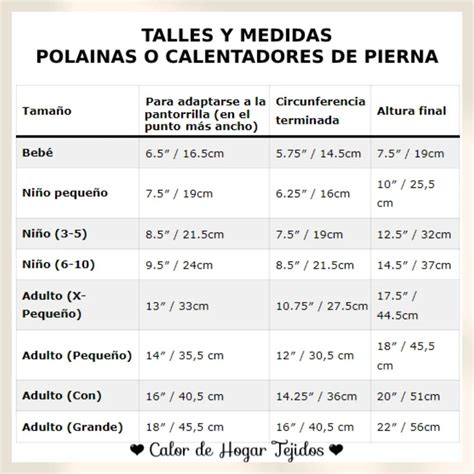 Infografía comparativa de tallas de polainas para bebé, mostrando cómo medir una prenda existente y compararla con la tabla de medidas.