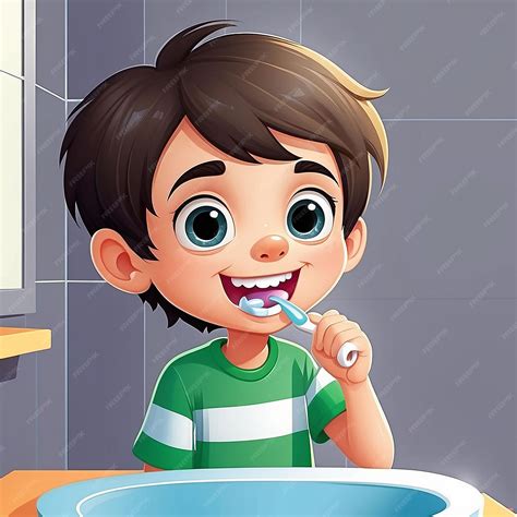Ilustración de un niño pequeño cepillándose los dientes con ayuda de un adulto.