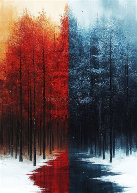 Ilustración abstracta que represente la dualidad del fuego: creación y destrucción con tonos cálidos y fríos