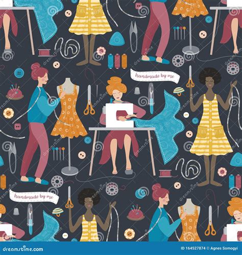 Ilustración de mujeres cosiendo y participando en un carnaval tradicional.