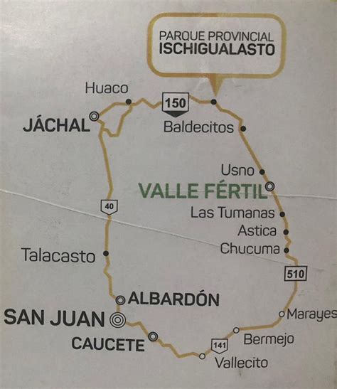 Mapa con la ubicación de San Agustín del Valle Fértil y el Parque Provincial Ischigualasto