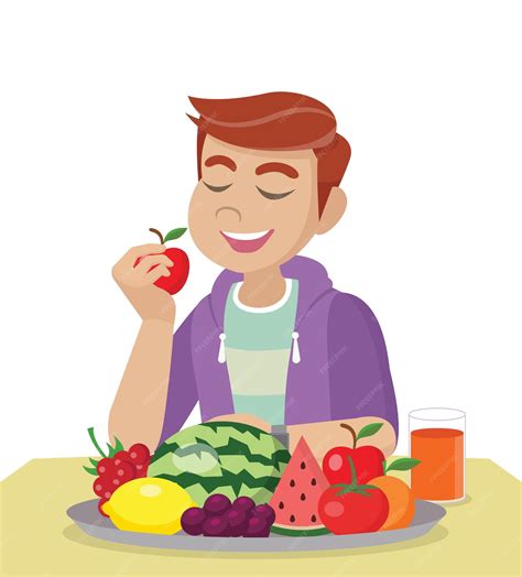 Imagen de una persona comiendo frutas y verduras frescas