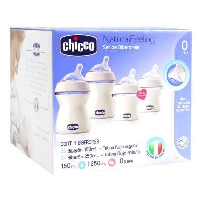Infografía comparativa de las características de los biberones Chicco PERFECT 5 y Natural Feeling.