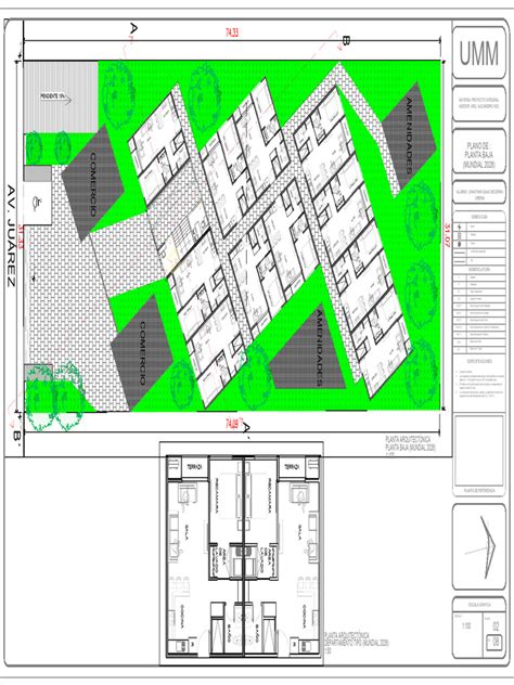 Plano arquitectónico de la planta baja y áreas asistenciales del centro