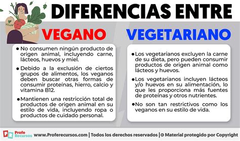 Infografía: Diferencias entre dieta vegetariana (excluye carne, aves, pescado) y vegana (excluye todo ingrediente de origen animal).