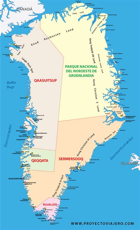 Mapa de Groenlandia y Dinamarca, resaltando la relación histórica
